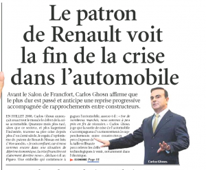 Le patron de Renault voit la fin de la crise