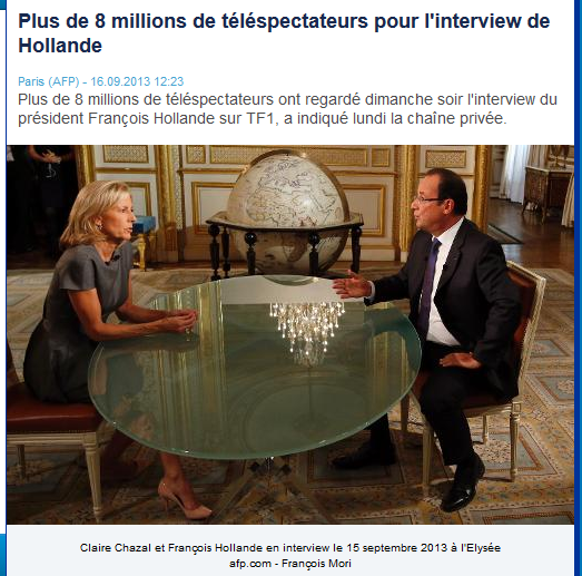 "Qui préside n'hésite" François Hollande sur TF1 le 15 septembre 2013 source France 5 "Qui préside n'hésite" François Hollande sur TF1 le 15 septembre 2013 source France 5